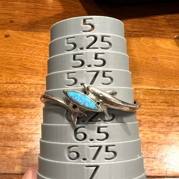 Native American Ted Ott Vintage Sterling Silver Opal Dolphin Cuff - Picture 11 of 12